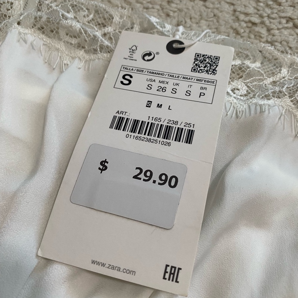 ZARA White Cropped Camisole NWT Size S - Picture 8 of 8